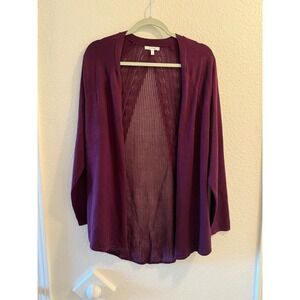 Maurice's Women's Purple Open Front Crochet Back Long Sleeve Cardigan Size L